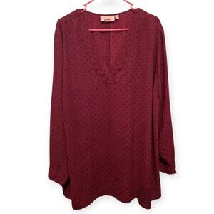 EVRI Relaxed Flowy Tunic Style V-Neck Blouse 3X